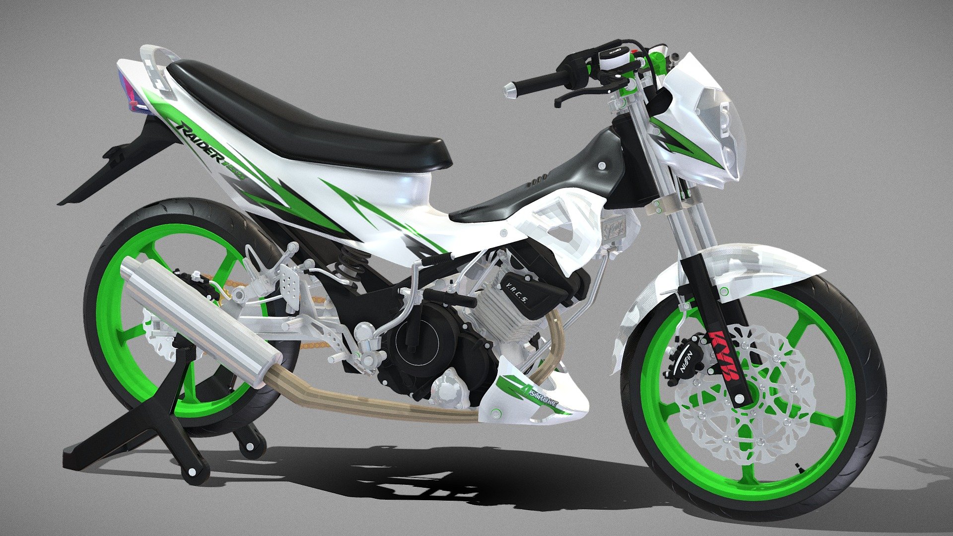 The most popular motorbike among young people in the Asian region. First generation Suzuki Satria F150, or first generation Suzuki Raider 150 for outside Indonesia

equipped with a 4 valve DOHC engine, 6 speed gearbox and oil cooler. so it is unmatched in the 150cc class. Unfortunately, the selling price for this motorbike is cheap, because spare parts are very expensive in my country





~ khusus wilayah indonesia ~ 
Harga bisa lebih murah jika anda memesan lewat Instagram ataupun  Whatsapp kami (Untuk nomor Whatsapp bisa anda lihat di profil Instagram kami) - 2004 - Suzuki Satria F150 CBU or Raider Modified - Buy Royalty Free 3D model by Miftah_firman 3d model