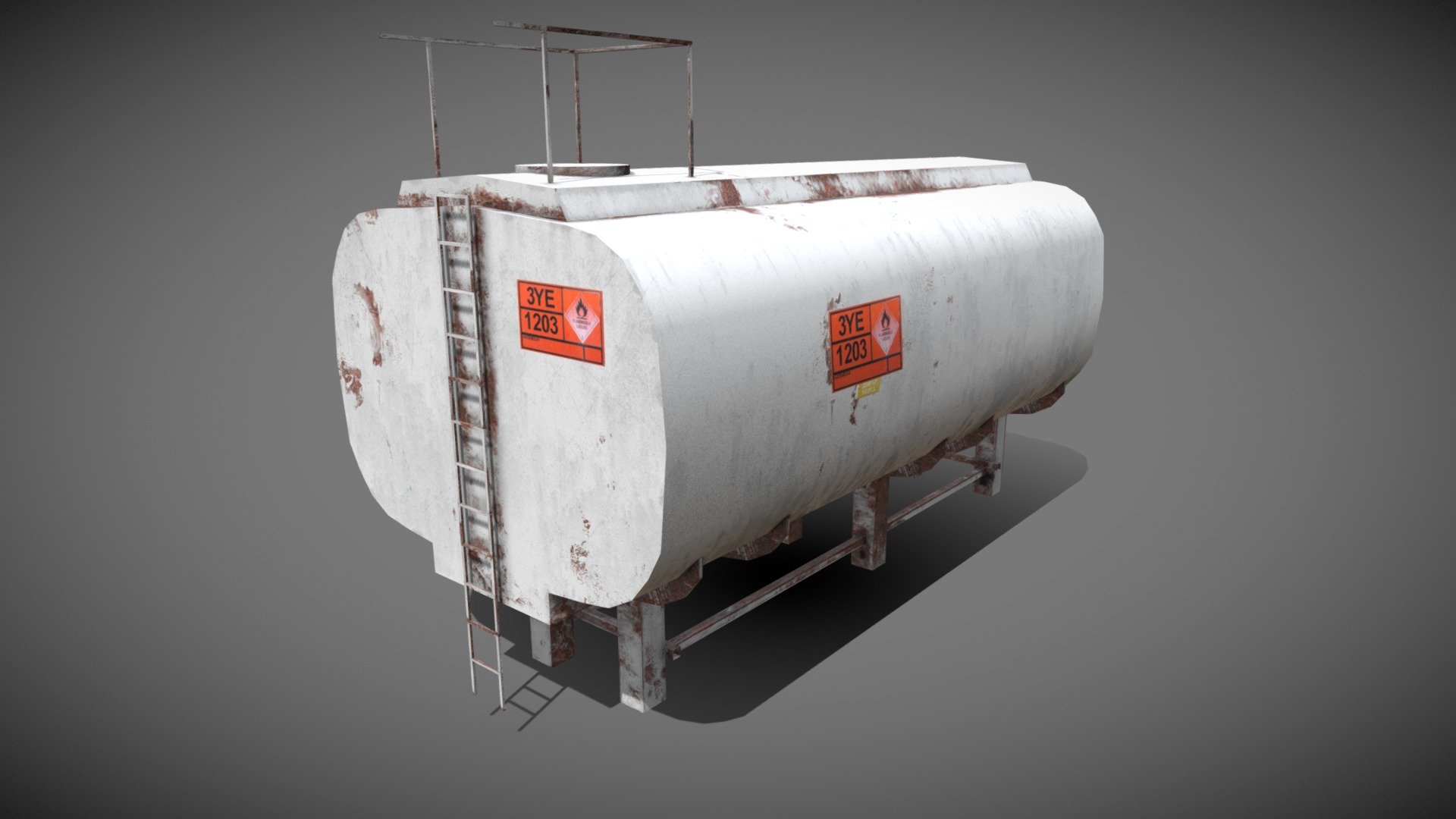 A rusty Fuel Tank holding aviation fuel. Low poly model ready for game use 3d model