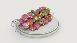 Lamb skewers (shashlik) food, meat, bbq, metal, kitchen, cooking, paprika, capsicum, lamb, shashlik, foodscan, skewer, marinade