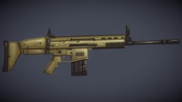 Stylized Low Poly  FN SCAR H rifle, m4, scar, scar-h, scar-l, assault-rifle, handpainted, weapons, guns, noai