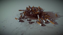 PTish exceptionally full ashtray dirt, ashtray, cigatettes, gameart