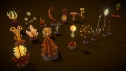Cartoon Seaweed 6 coral, props, seaweed, asset, noai, createdwithai