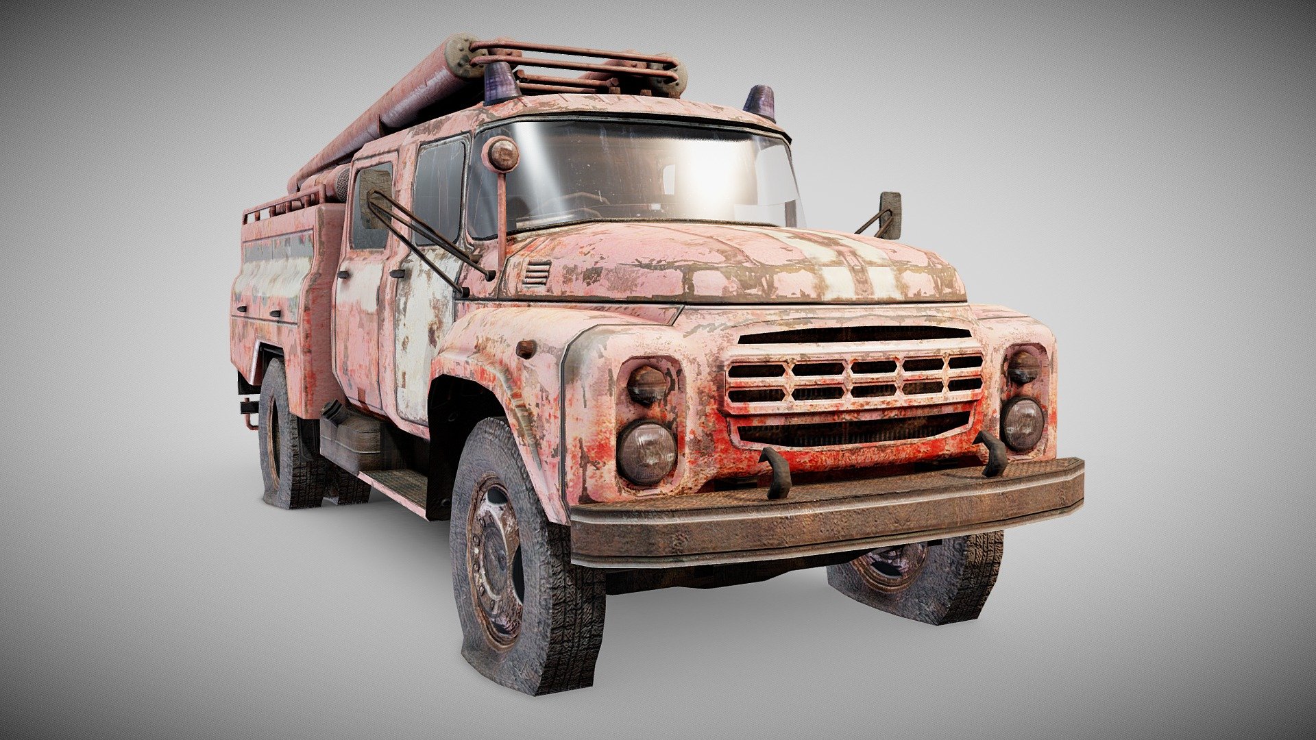 fireman truck Zil 130 Ac40 da1 - Buy Royalty Free 3D model by flawlessnormals 3d model