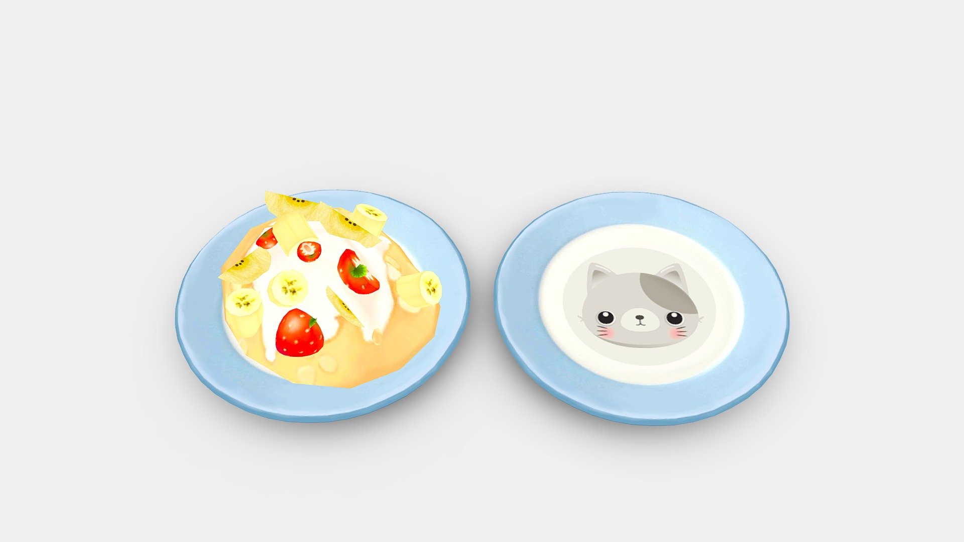 Cartoon Fruit for dessert - Banana - Strawberry - Ice Cream - Fruit for dessert-Banana-Strawberry-Ice Cream - Buy Royalty Free 3D model by ler_cartoon (@lerrrrr) 3d model