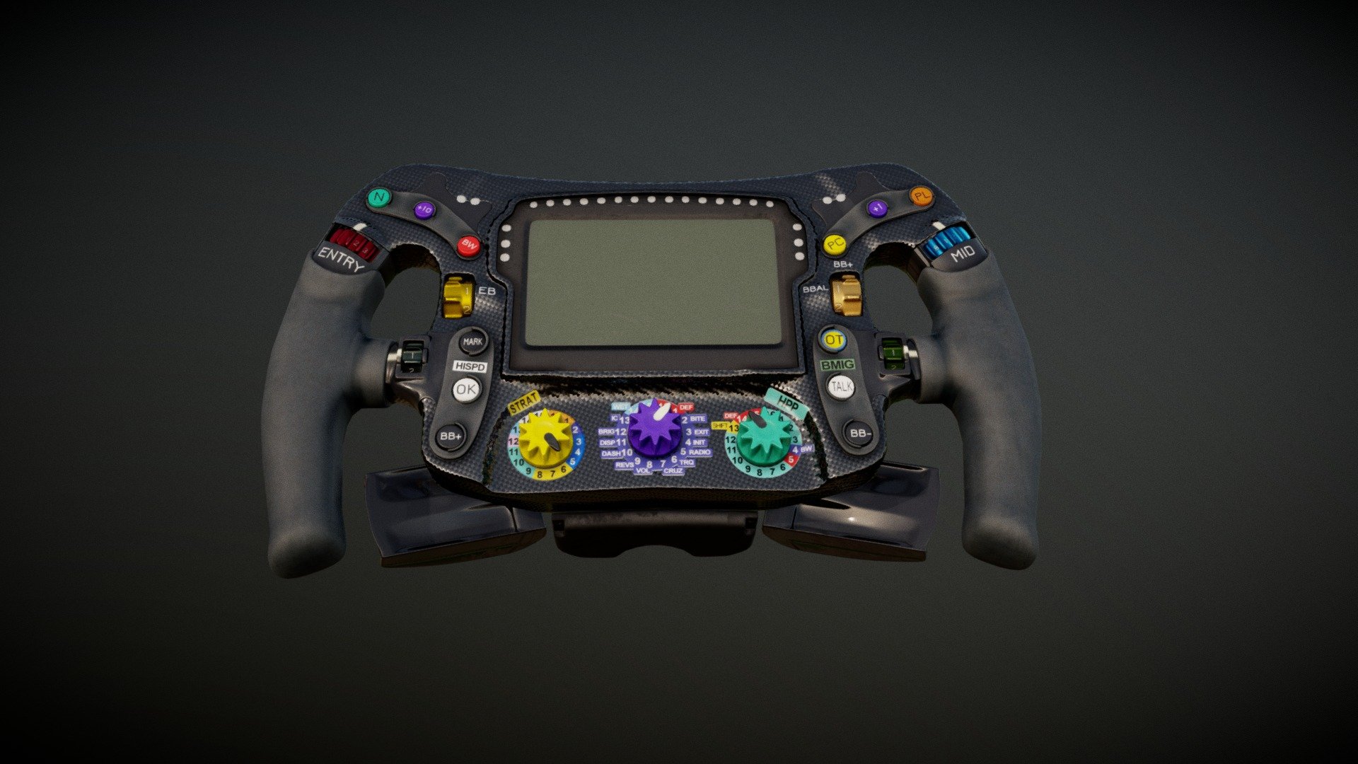 This is the Mercedes F1 2022 steering wheel (as far as I can tell) based on photograph references. 




Modelled, textured and baked in Blender

4K texture set

27.8K tris
 - Mercedes F1 Steering Wheel - 2022 - Buy Royalty Free 3D model by jawbla101 3d model