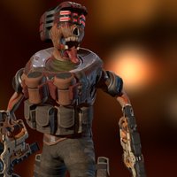 Doom Monster soldier, weapon, character, scifi, monster, human, gun, smg