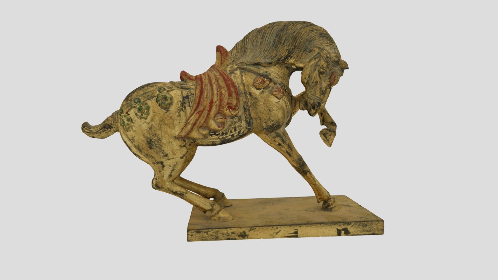 handmade artifact - Antique Wood Carving - Tang Horse Brown Medium 8 - Buy Royalty Free 3D model by YiShuShouZuo 3d model