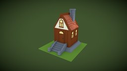Cartoon Style House 01 level, dev, portfolio, low-poly, cartoon, game, 3d, blender, art, model, design