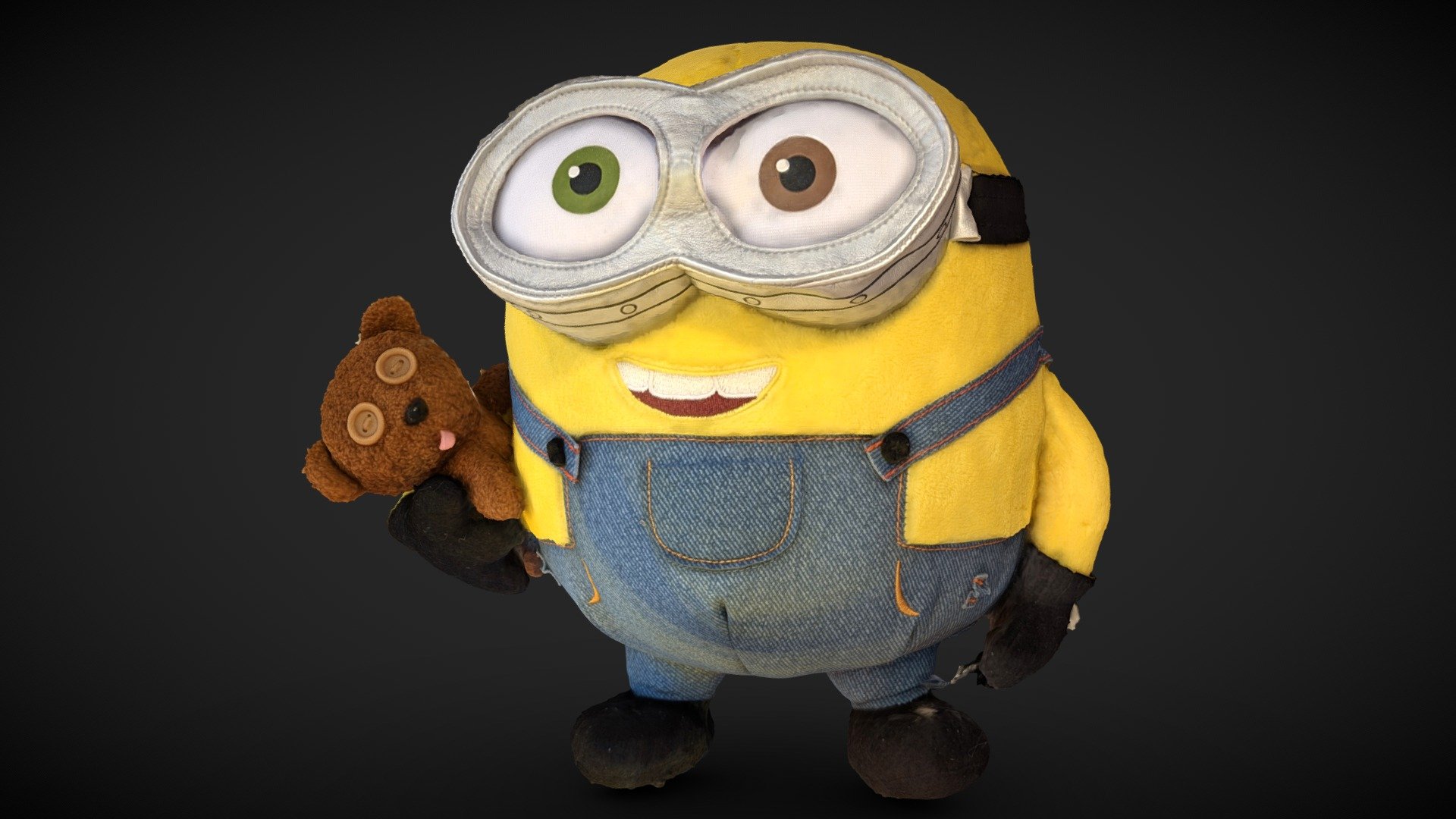 Last summer I went to Universal Studios in Orlando with my best friend. It was great fun—the Harry Potter stuff was super cool and I managed to win a Simpsons-themed cat hat in one of the carnival games (that's a 3D model for another time). Since all Minions-related movies are (no-longer-secretly) some of my favorites, I couldn't leave without this guy. He and his teddy bear keep me company on my desk as I work. :D

This is my entry for the RealityCapture Favorite Toy Challenge, which is running until the end of the month. There's still time for you to join! - RealityCapture Toy Challenge: Stuffed Bob Minion - 3D model by Abby Crawford (@abby) 3d model