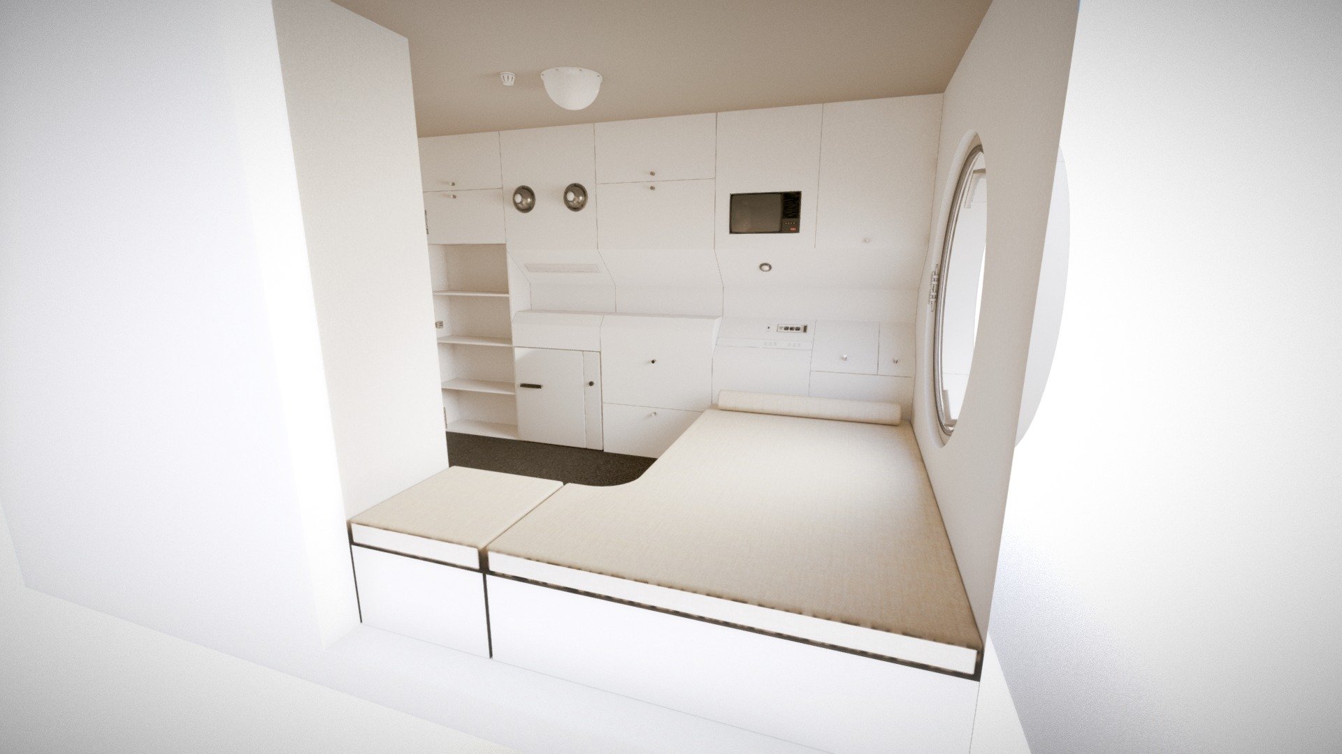 Interior of one capsule of the Nakagin Tower in Tokyo - Nakagin Tower - capsule interior - 3D model by nanibystudio 3d model