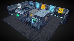 Refinery Scene blender, lowpoly, scifi, pixel, pixelart