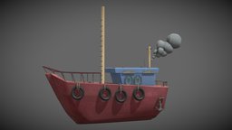 Cartoon Ship substancepainter, maya, 3d, 3dmodel