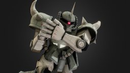MS-07B Gouf Thomas Kurtz Custom mecha, zaku, gouf, hoi4, low-poly, gundam, anime, robot