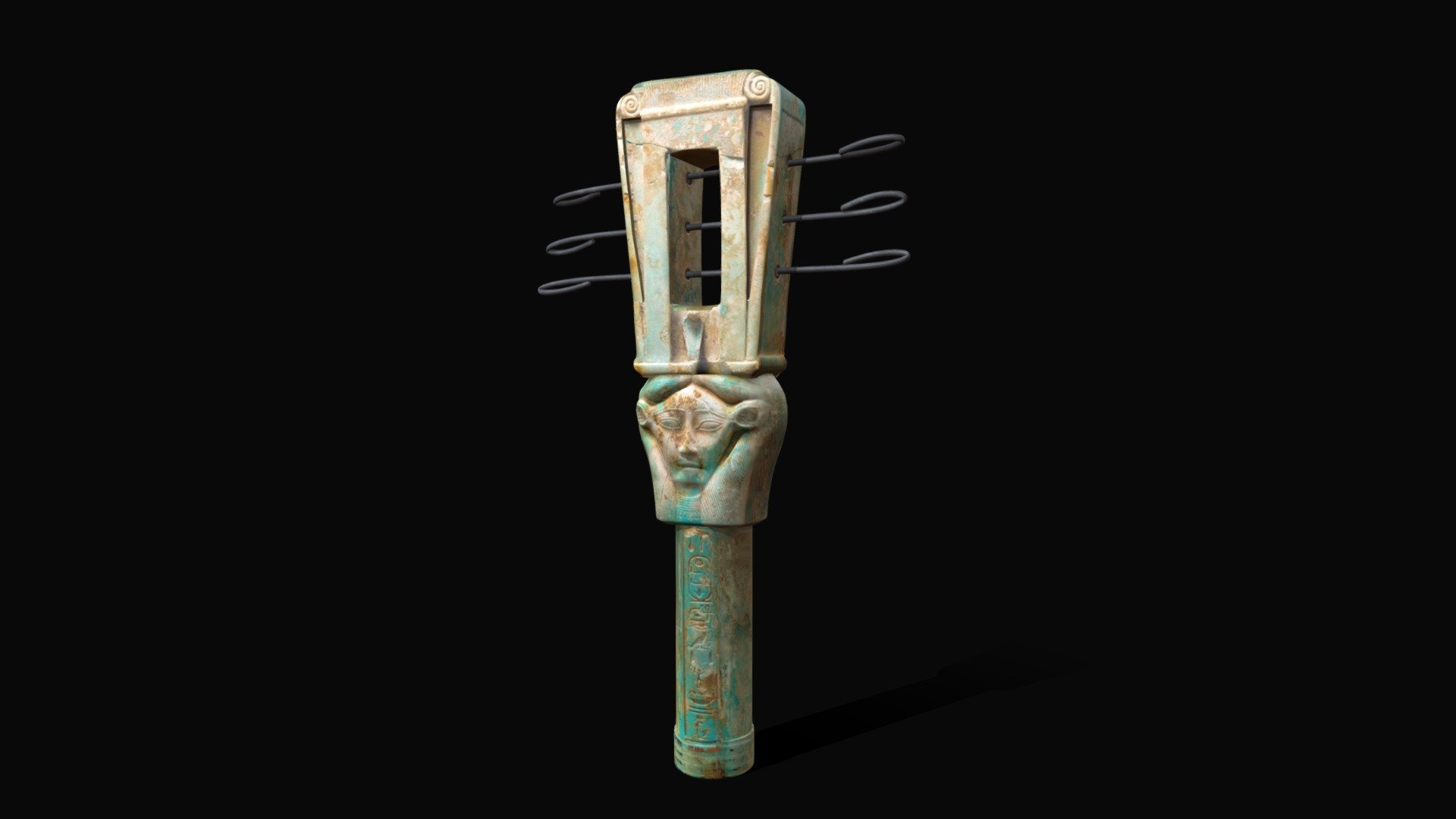 EGYPTIAN SYSTRUM 

A sistrum (plural: sistra or Latin sistra; from the Greek σεῖστρον seistron of the same meaning; literally &ldquo;that which is being shaken