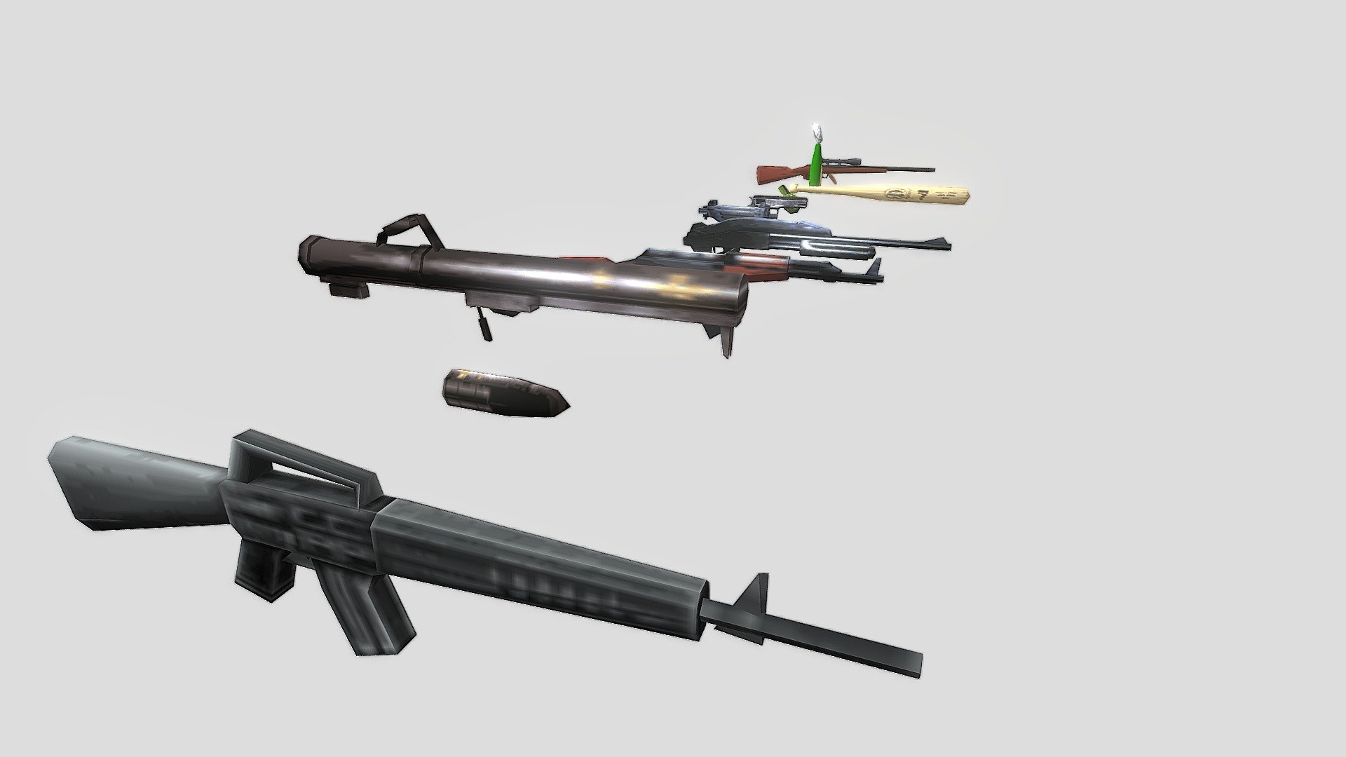 all guns of gta 3
models extracted in dragon ff (addon for blender) 
textures extacted in magic txd
64 x 64 png textures - All Guns Gta 3 - Download Free 3D model by BelucasReis (@BernardoLucas) 3d model