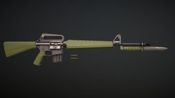 Low-Poly Colt 601 rifle, m16, ar-15, armalite, colt