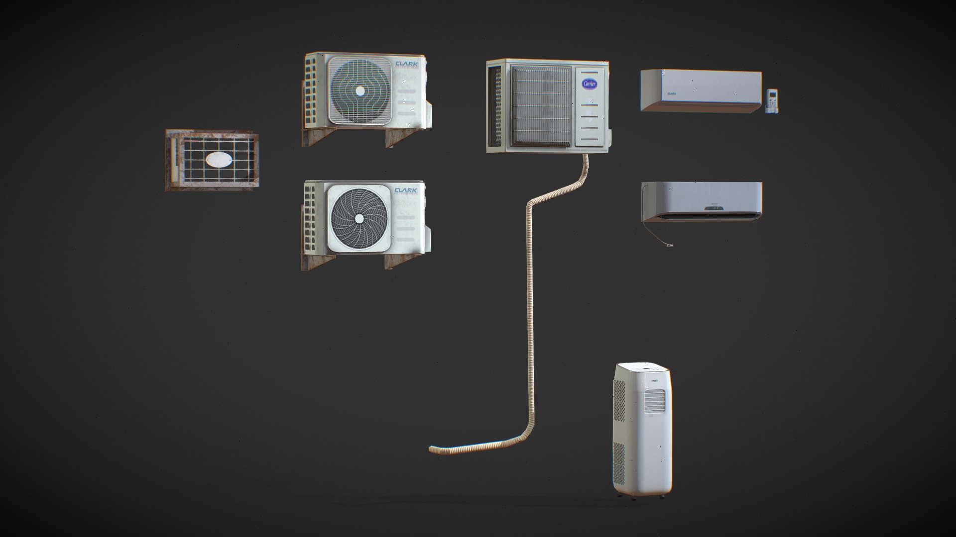 Low poly asset perfectly optimized and mapped to represent a higher polygon density. You can use it in VR, smartphone games, or environments where few polygons are needed. Intended for use in graphics engines such as Unity and Unreal Engine, with the current configuration of PBR materials.

This prop belongs to an Air Conditioner theme pack, if you need a specific prop let us know and we will add it for sale.

*file size is heavy due to 2k textures.

Developed by Outlier Spa 3d model
