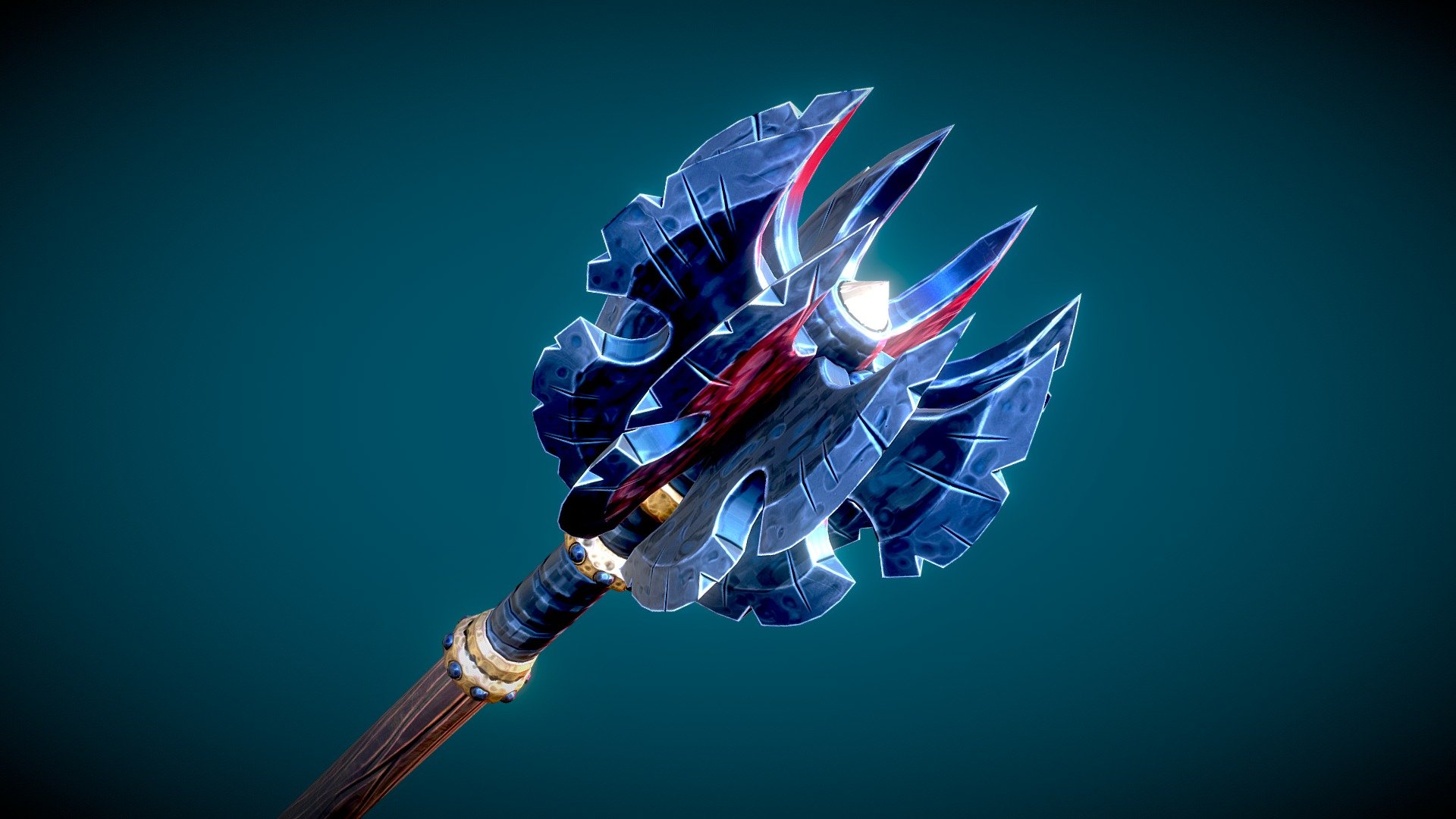 A mace is a blunt weapon, a type of club or virge that uses a heavy head on the end of a handle to deliver powerful strikes. A mace typically consists of a strong, heavy, wooden or metal shaft, often reinforced with metal, featuring a head made of stone, bone, copper, bronze, iron, or steel.  The head of a military mace can be shaped with flanges or knobs to allow greater penetration of plate armour. The length of maces can vary considerably. The maces of foot soldiers were usually quite short (two or three feet, or sixty to ninety centimetres). The maces of cavalrymen were longer and thus better suited for blows delivered from horseback. Two-handed maces could be even larger.
4K Textures - Stylized War Mace - Download Free 3D model by Matheus Elias (@Tuteupai) 3d model