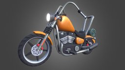 Cartoon Chopper vehicles, motorbike, chopper, motorcycle, harley-davidson, stylized