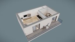 Apartment with sliced walls 