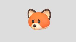 Prop136 Fox Head face, cute, little, baby, orange, kid, toy, prop, fashion, mammal, fox, anonymous, head, mask, costume, fennec, character, cartoon, animal, noai