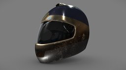 Gold Pilot Biker Helmet racer, fighter, motorbike, pilot, biker, rider, galaxy, jet, patrol, motorsports, motobike, pbr, helmet, low, poly, racing, female, car, male, gold