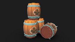 Stylized Barrels barrel, asstet, substancepainter, substance, blender, lowpoly, gameart, stylized, environment
