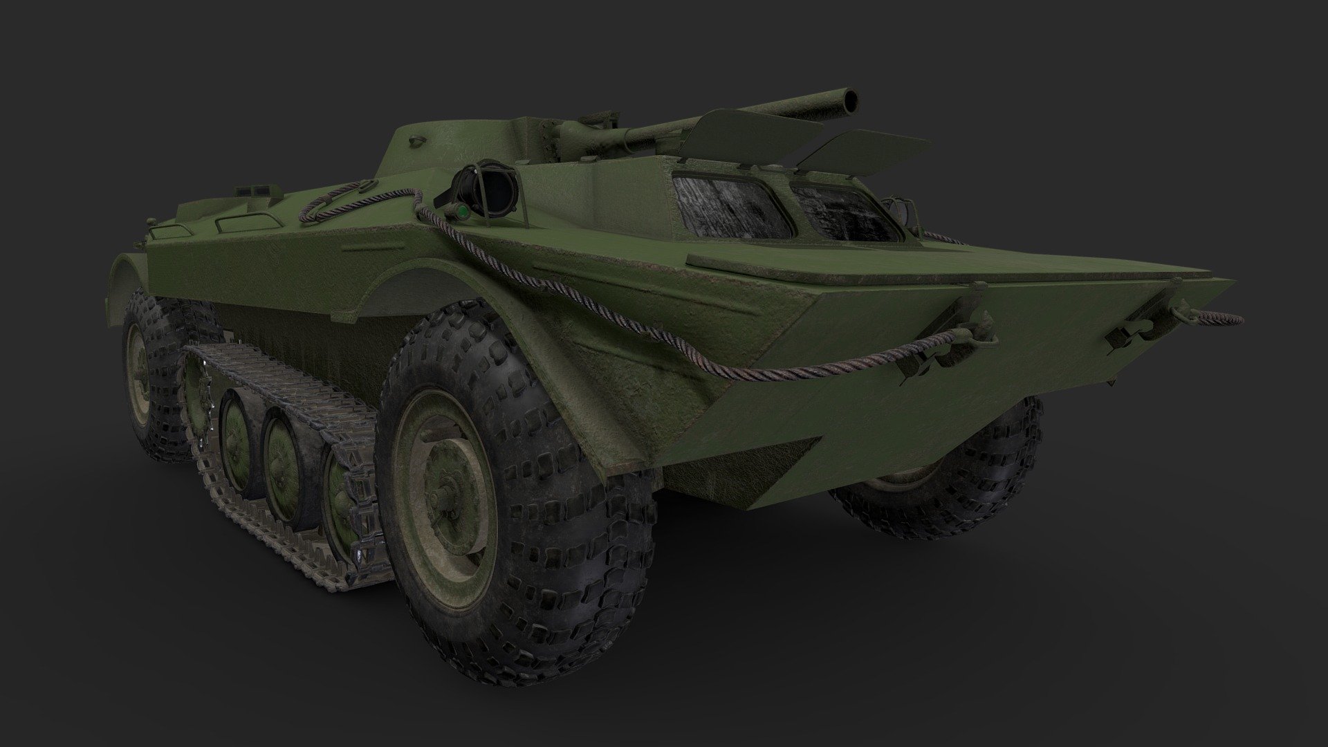 Soviet experimental wheeled-tracked infantry fighting vehicle.
Советская опытная колёсно-гусеничная боевая машина пехоты 3d model