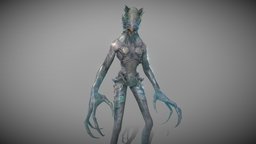 Alien 6 demon, mutant, realistic, water, alien, magical, glowing, ski-fi, low-poly, monster, fantasy