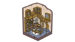 Apothecary Lab ink, map, handpainted, interior