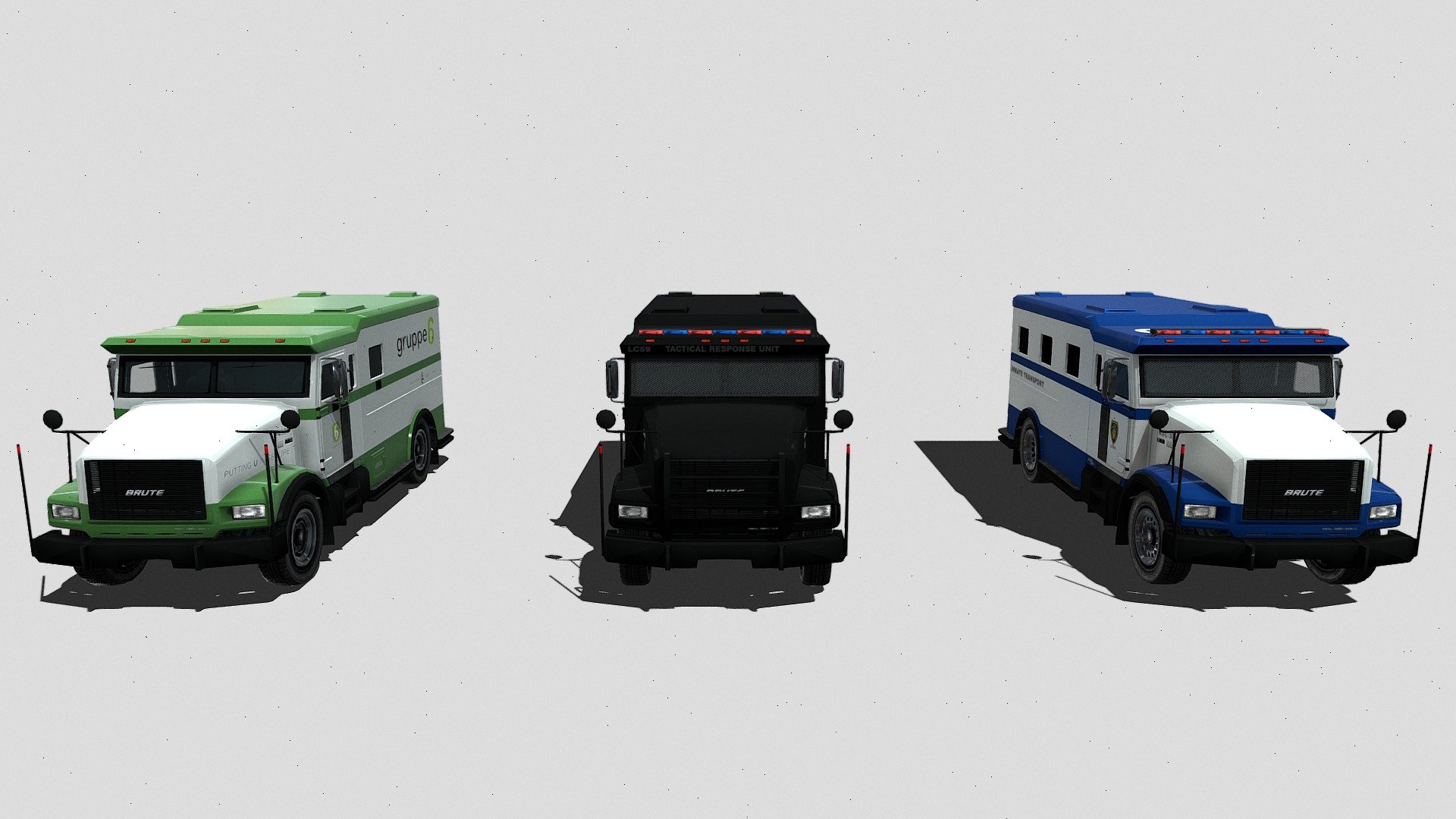 En GTA IV hay tres vehiculos que usan el mismo modelo 3D con pequeñas diferencias en la ventanas laterales, no se si Rockstar lo hizo a proposito o le dio flojera tener que diseñar tres vehiculos diferentes xD - Securicar │Enforcer │Police Stockade (GTA IV) - Download Free 3D model by Ruben (@rubenn) 3d model