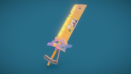 Geometric Sword Stylized cat, cute, geometry, meme, board, ruler, minh, weaponlowpoly, weapon-3dmodel, subtancepainter, weapon, maya, handpainted, game, 3dsmax, blender, lowpoly, gameart, gameasset, zbrush, sword, stylized, gameready, chucongminh