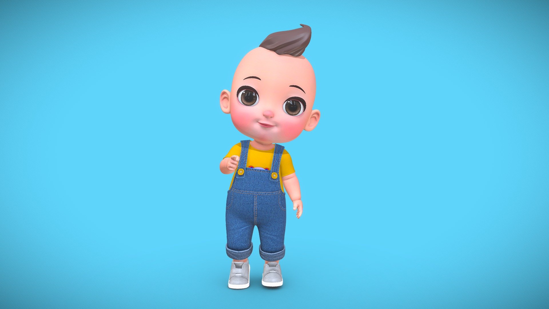 3d character modelling of baby boy. The character is ready to animate. You can use it directly for any type animation. It is created in 3ds max, Maya and substance painter. Baby character we designed to be suitable for games, cartoon, rhymes or any other project.

The model is packed with high resolution pbr textures, ready to be used in modern games or film projects. Additional custom sail poses or higher resolution textures available on demand, reach out to me for more information on that 3d model