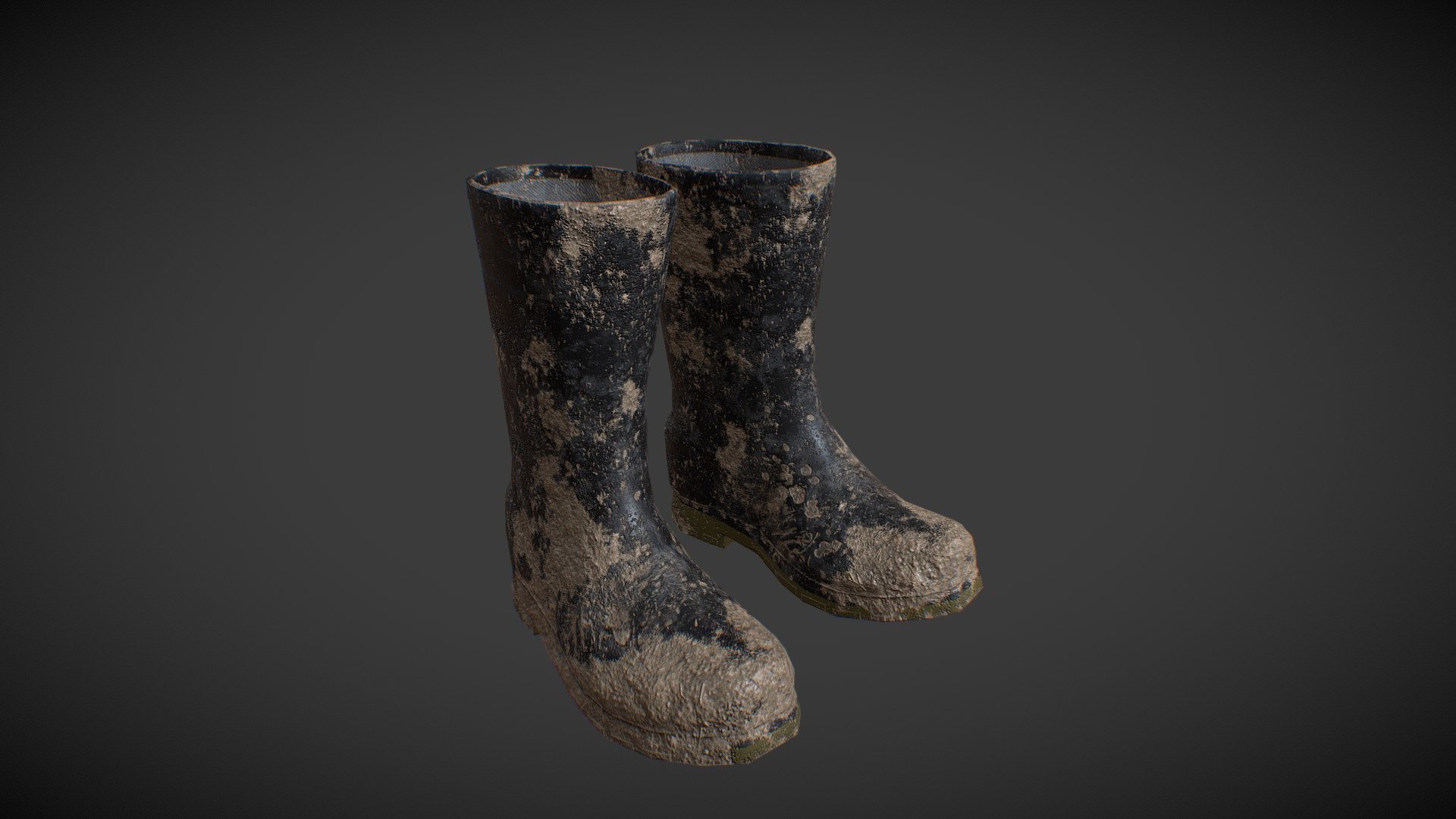 Lowpoly model! It has One 2k map including (Albedo,BaseColor, Occlusion,metallic,roughness,specular and Normal ) in png format. Pivot point is aligned . It has detailed texture map and could also be used for some medium close-up shots,scenes ,renders and games. Textures are in zip file.

Objects are separated: left and right boot

Model has 3 LOD stages in fbx format

LOD0: 1952 tris

LOD1: 1030 tris

LOD2: 624 tris - Rubber Boots Dirty - Buy Royalty Free 3D model by Salex 3d model