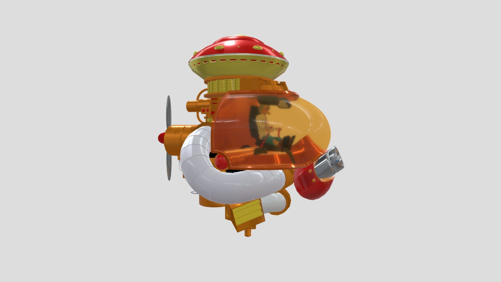 I felt that my previous upload of Dr. Wily's machine felt a little lackluster in personality, so that is why I added the very man himself! - Dr Wily Machine No1. (Manned) - 3D model by Modelrom 3d model