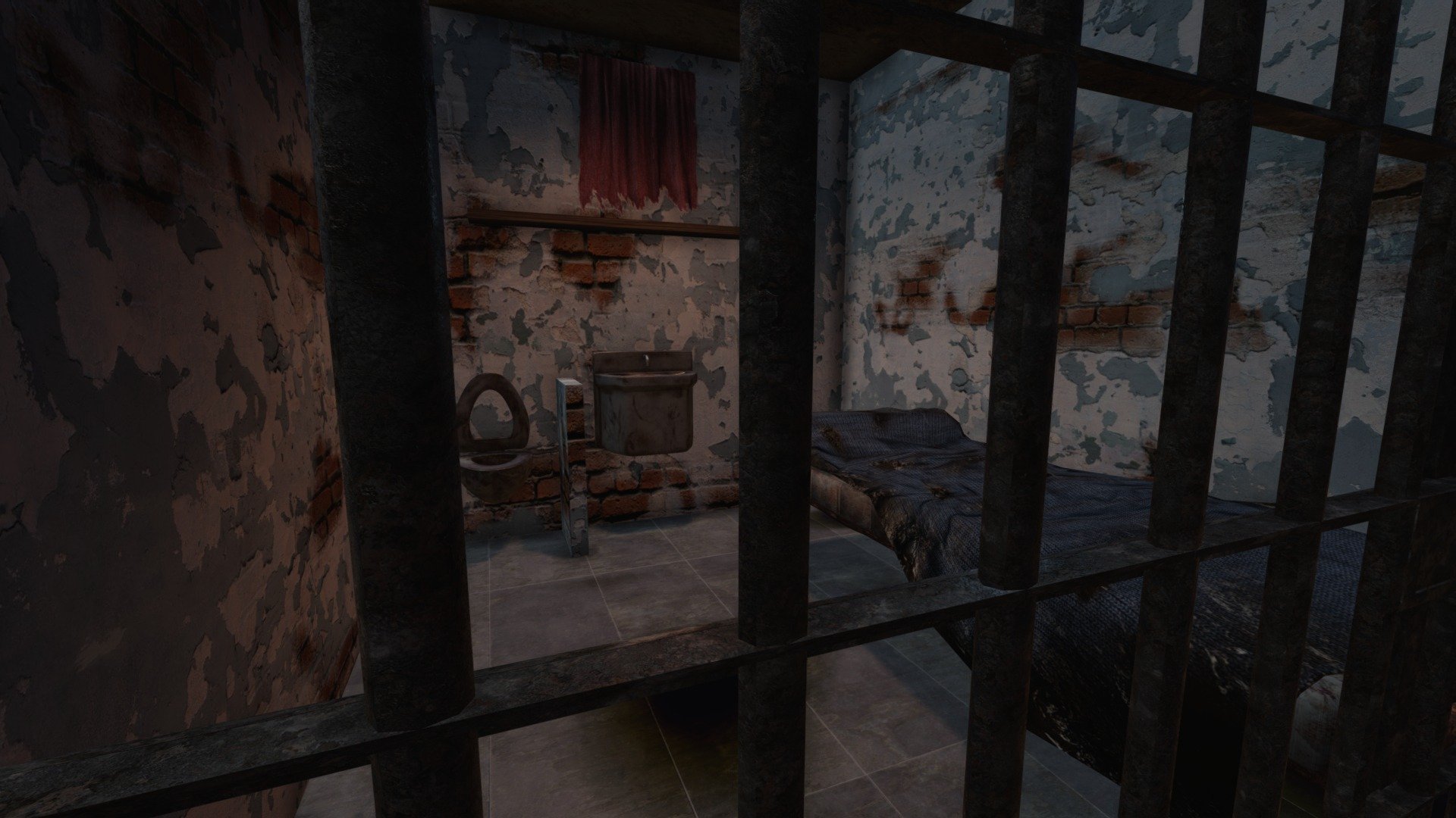 Modelling, Texturing, Shading Exercise - Prison-Jail VR Test - 3D model by drossi17 3d model