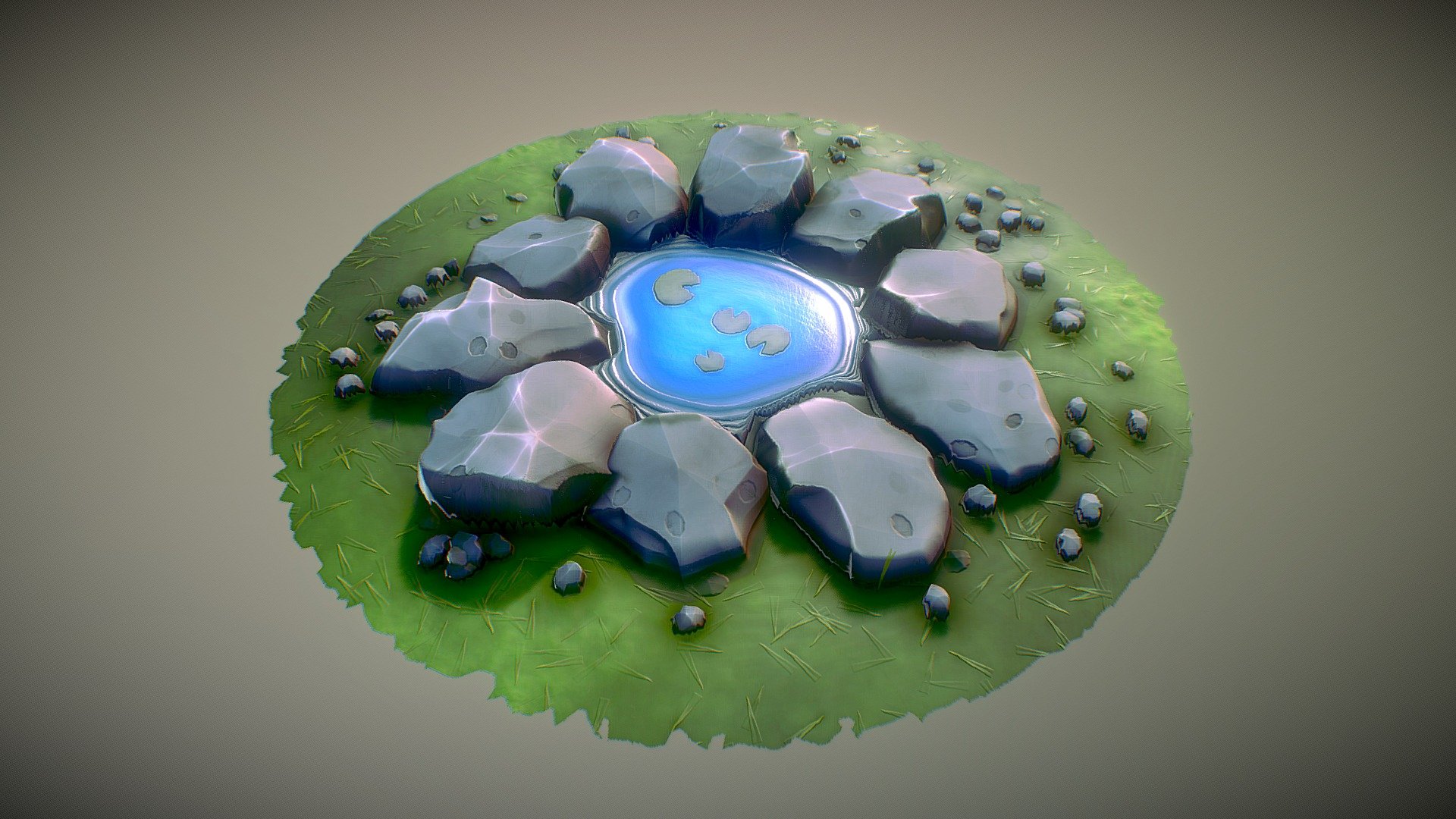 100% procedural substance made with substance Designer, i tried to achieve a stylized look, hope you like it! - Stylized Rocky Fountain 2 - Buy Royalty Free 3D model by FabioNuzzo90 3d model