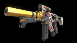 Advanced Rifle (Yakuza skin) rifle, m4, ak, ammo, pistol, unrealengine, ar1, blender, blender3d, zbrush, gun