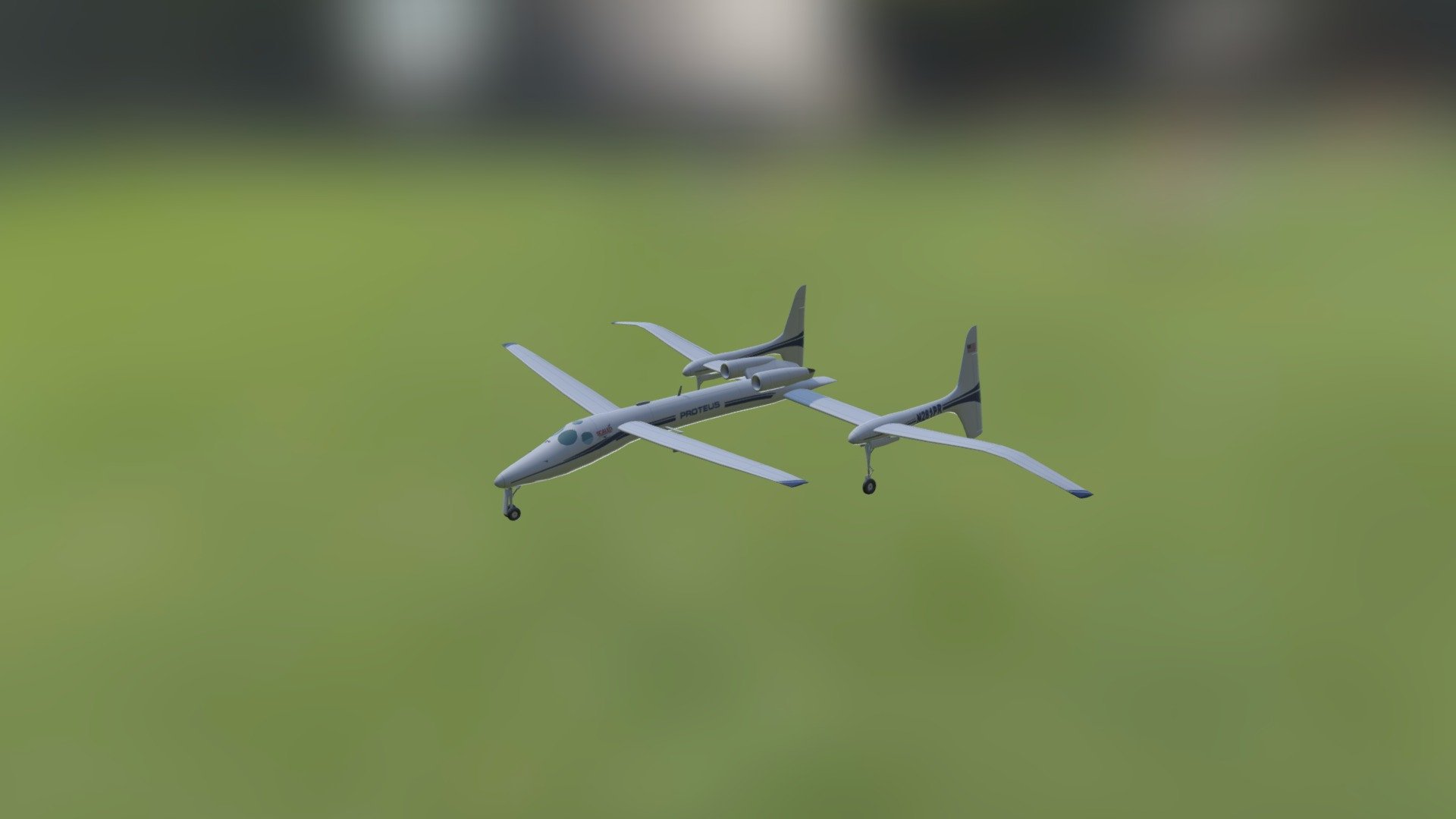 The Scaled Composites Model 281 Proteus is a tandem-wing High-Altitude Long Endurance aircraft designed by Burt Rutan to investigate the use of aircraft as high altitude telecommunications relays. The Proteus is actually a multi-mission vehicle, able to carry various payloads on a ventral pylon. An extremely efficient design, the Proteus can orbit a point at over 60,000 feet (19,800 m) for more than 18 hours. It is currently owned by Northrop Grumman. 
Wikipedia - Proteus - Download Free 3D model by manilov.ap 3d model
