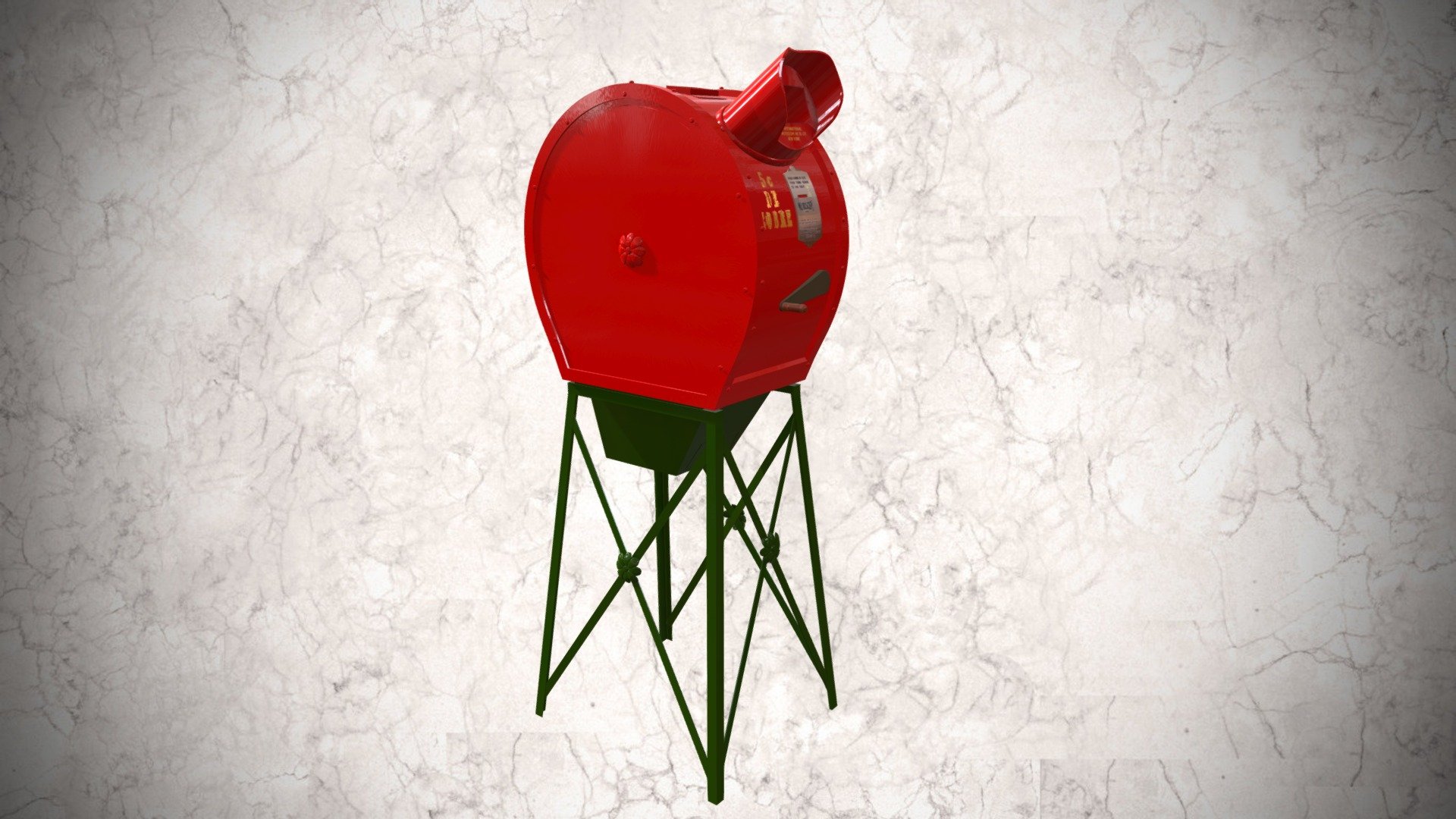 Fabricado por International Mutoscope Reel Co. Inc.
Nueva York, Estados Unidos, C. 1900
Largo 50 cm, ancho 27 cm, altura 115 cm

•   Aparato que consigue la ilusión del movimiento mediante un sencillo mecanismo también llamado folioscopio (de folio hoja) esto es, la reunión de fotografías fijas que registran un movimiento continuo de cualquier objeto. Estas fotografías sucesivas, se pegan o se fijan por su parte inferior a un eje central que, movido por una manivela, permite la visión particular de cada una de las fotografías amplificándolas por medio de una lupa, a través de la cual el espectador las ve y reuniendo esas imágenes en su sistema visual produce la ilusión del movimiento. 

*Este modelado es una réplica de los aparatos cinematográficos del acervo de la Filmoteca de la UNAM y fue modelado por: Diana Elisa Pérez Márquez, alumna inscrita en el Programa de Servicio Social de la Dirección General de Actividades Cinematográficas - Filmoteca UNAM 3d model