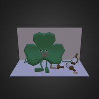 Drunken Clover clover, beer, beerbottle, drunk, maya, 3d, lowpoly