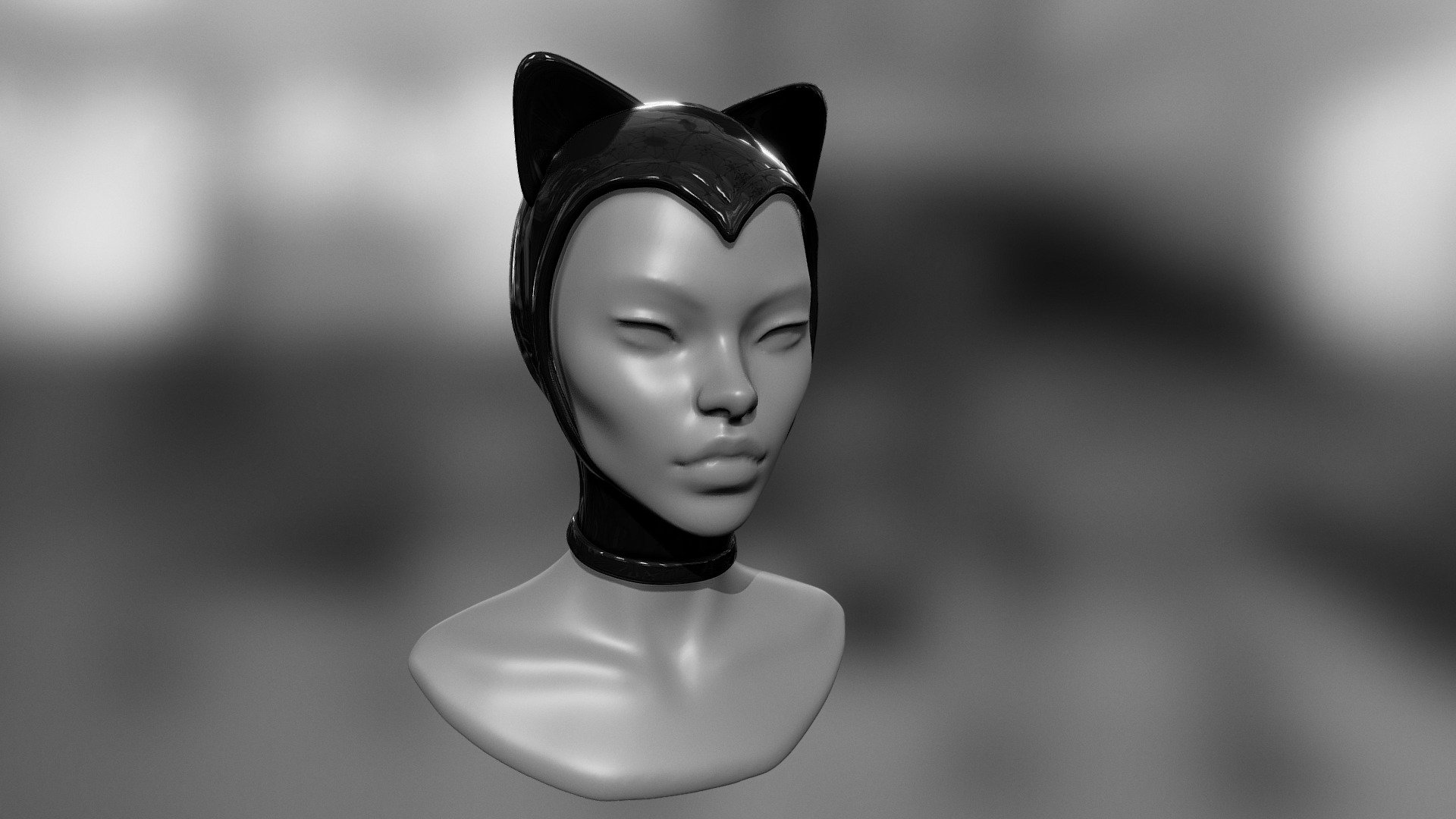 for halloween or masquerade - Kitty cat hat hood / catwoman - Buy Royalty Free 3D model by 4145K4N 3d model