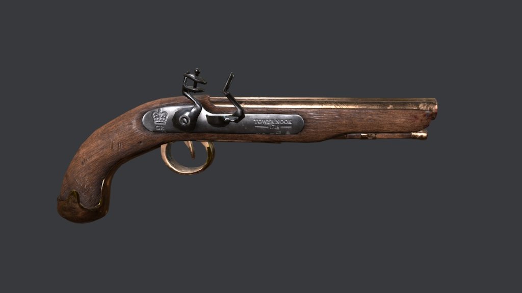 The flintlock pistol i made to go along with my pirate. https://www.artstation.com/artwork/JG1wD - Flintlock Pistol - 3D model by Lianne (@leviculas) 3d model