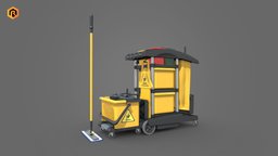 Cleaning Cart office, basket, washing, cart, furniture, clean, trashcan, cleaning, cleaner, trashbin, waiter, janitor, loundry, house, housekeeper, cleaning-machine, cleaning-cart