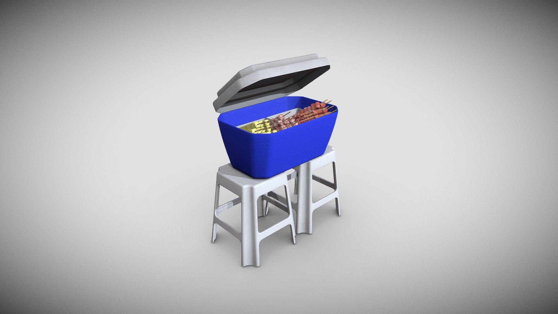 This is part of my Commercial Props for Brazilian street food prop pack, this is an example of raw ingredients that barbecue skewer sellers use as cold storage in a day of work.

The complete pack have:

26 props

7 blueprint

5 customizable props

74 material instances

Textures from 2k to 4k

Min Blender 3.3.0+ and Unreal 5.1.1+

You can find more information on my ArtStation page: http://www.artstation.com/frazao - Commercial Prop for Brazilian street food 7/8 - Buy Royalty Free 3D model by Marcos Frazão (@frazao99) 3d model