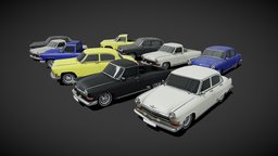 GAZ-21 pack abandoned, apocalyptic, soviet, apocalypse, old, ussr, gaz, gaz-21, unity3d, vehicle, lowpoly, gameasset, car, gameready