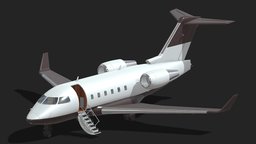 Bombardier Challenger 600 PBR Realistic sky, 600, high, airplane, private, luxury, wings, class, travel, business, challenger, cockpit, aircraft, first, jet, realistic, airline, bombardier, tourism, trip, asset, game, 3d, low, poly, plane, interior