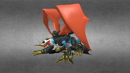 Imperialdramon DM digimon, animation, dragon, rigged, gameready, imperialdramon