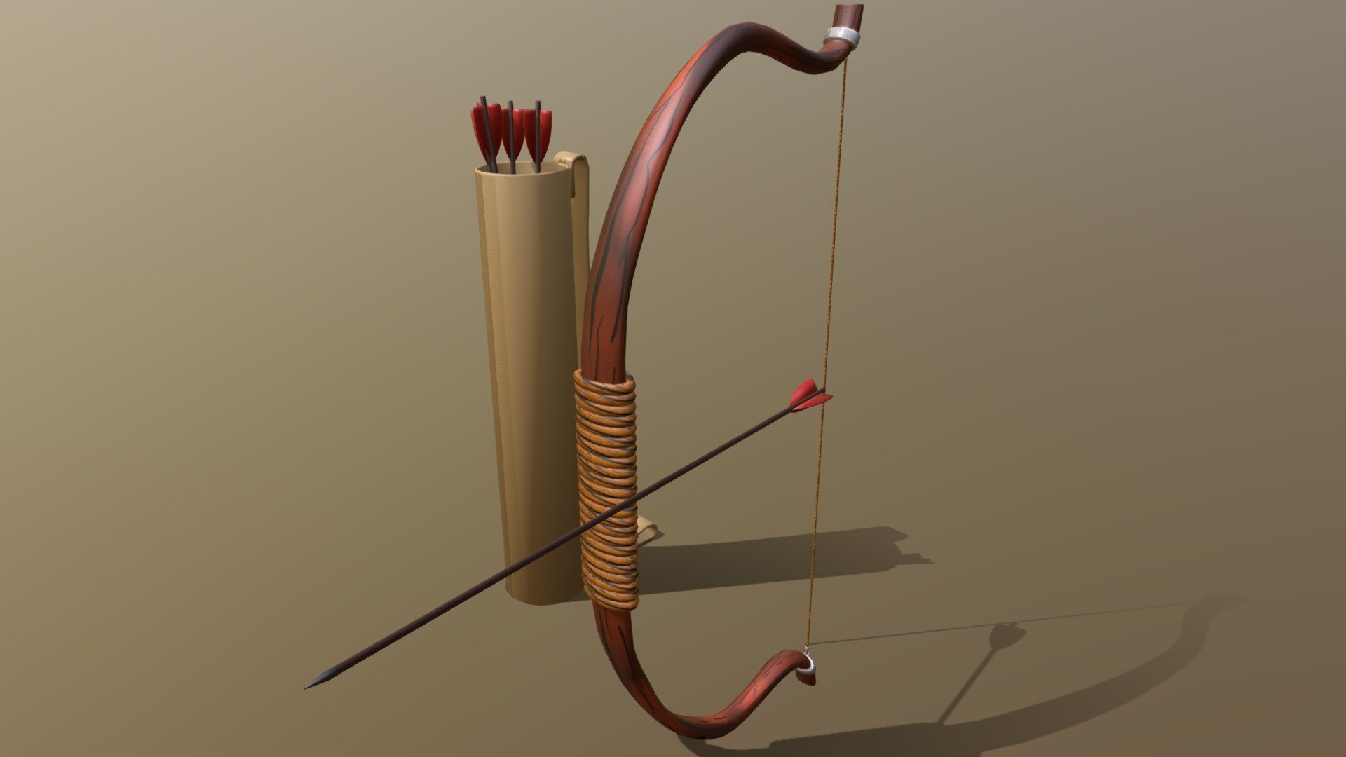 Simple Painted  Bow And Array:
-made in blender
-painted cartoon
-set UV
I hope, this will be help you. enjoy&hellip; - Cartoon Painted  Bow - Download Free 3D model by ARToffice 3d model