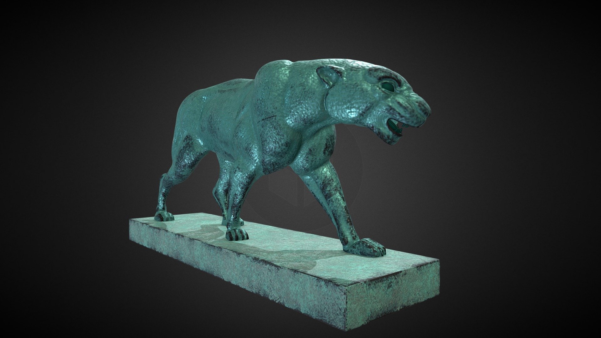 !Yaguareté!, nuestro guardían del Parque Urquíza.🐾 Monumento, de bronce en su totalidad, data del año 1935 y fue construido en Buenos Aires por el artista Sardinet. De la misma se realizaron tres copias, una emplazada en Parque Chacabuco, otra en el Zoológico de Buenos Aires y la restante es la que se tiene en la ciudad de Paraná - Yaguarete - Paraná Entre Ríos - 3D model by Adrian Pastorizzo (@adrianpastorizzo) 3d model